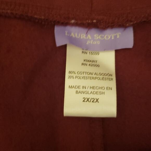 Laura Scott Women's Plus Fleece Sweatpants - Size 2X - Burgundy - NWT - Picture 5 of 6